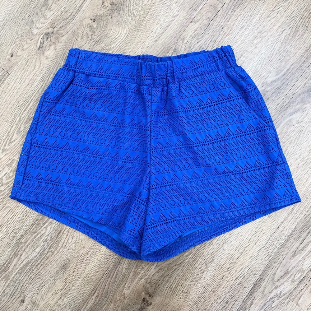 Blue Laser Cut Shorts